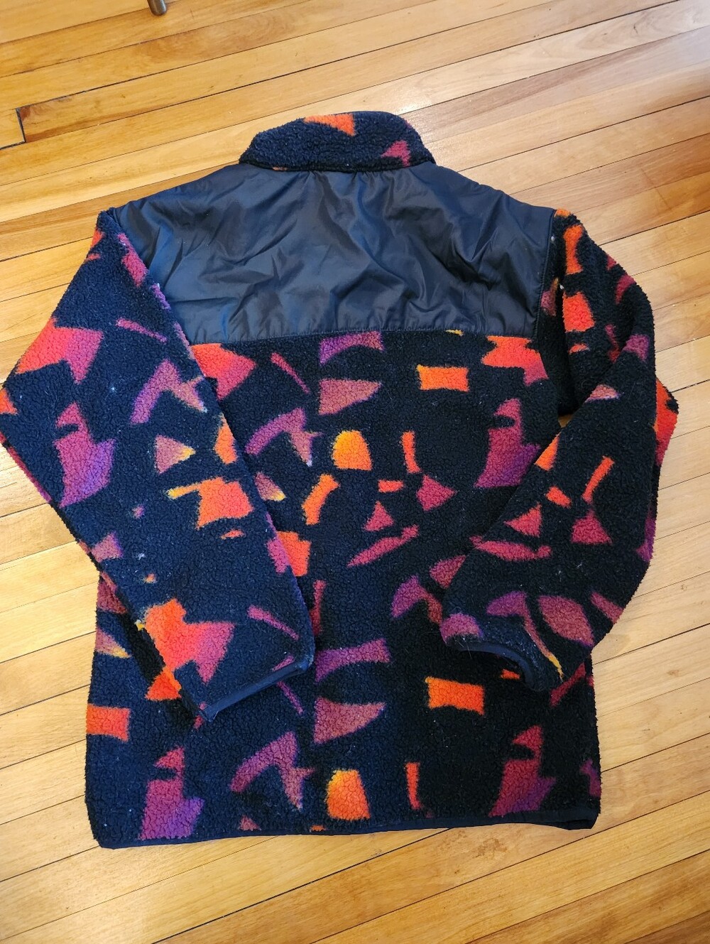 Autumn Fleece Jacket with Orange & Purple Print